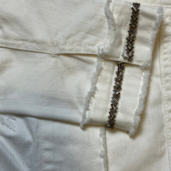 Marc Aurel White Denim Jacket with beaded and gosse detail - size 38 / medium - Picture 14 of 15